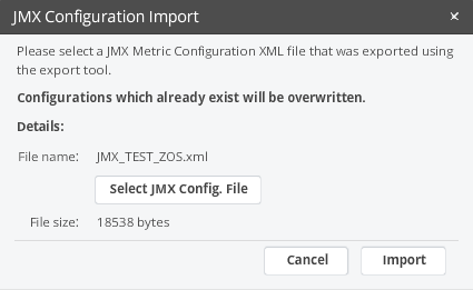 LAMAXU > Configuration > Instrumentation > JMX > AppD Import JMX Config modal.PNG